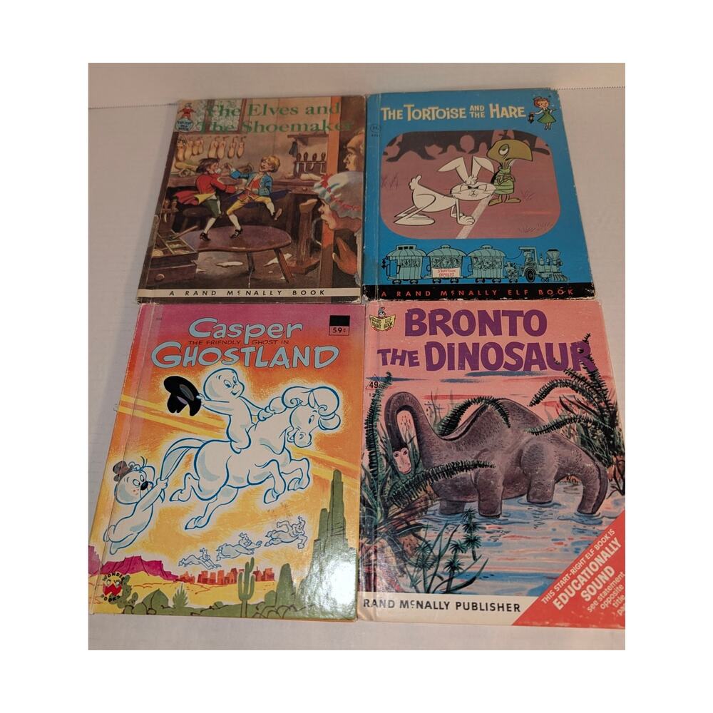 Lot 4 Vtg Children's Books 50's - 70's Rare Wonder Rand McNally